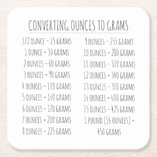 Gewicht omzettingstabel  Eenvoudig Vierkante Kartonnen Onderzetter