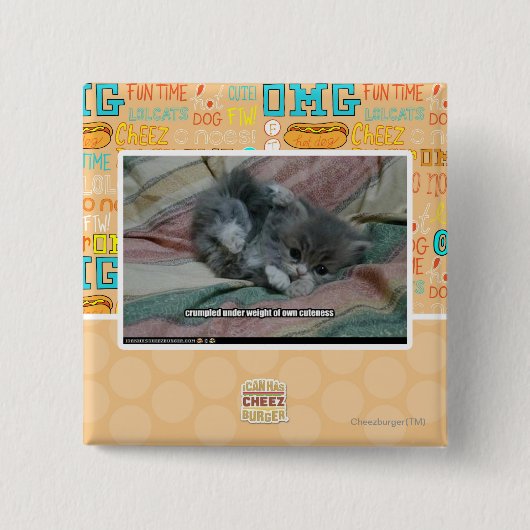 Gewicht van de eigen waskracht vierkante button 5,1 cm (Voorkant)