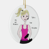 Gewicht Vrouw optillen Keramisch Ornament (Rechts)