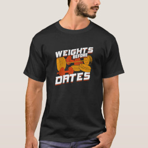 Gewichten vóór datums voor een fitness t-shirt