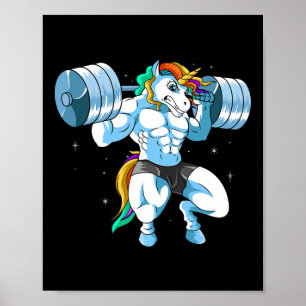 Gewichtheffen Barbell - Grappige Eenhoorn Gewichth Poster