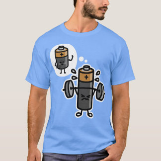 Gewichtheffen batterij positieve mindset grappige  t-shirt
