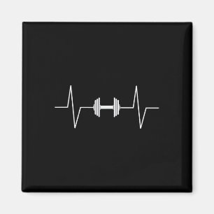 Gewichtheffen Dumbbell Heartbeat Ekg Pulse T-shirt Magneet