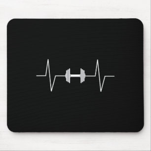 Gewichtheffen Dumbbell Heartbeat Ekg Pulse T-shirt Muismat