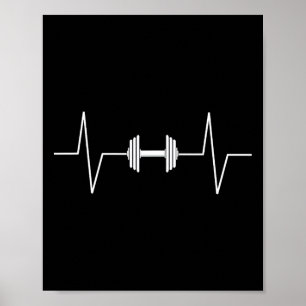 Gewichtheffen Dumbbell Heartbeat Ekg Pulse T-shirt Poster