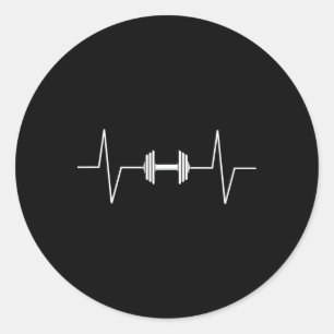 Gewichtheffen Dumbbell Heartbeat Ekg Pulse T-shirt Ronde Sticker