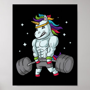Gewichtheffen Eenhoorn - Grappige Deadlift en Gym Poster