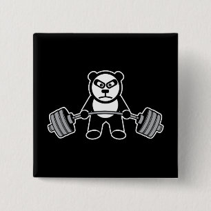 Gewichtheffen Panda Beer Anime Cartoon - Workout Vierkante Button 5,1 Cm