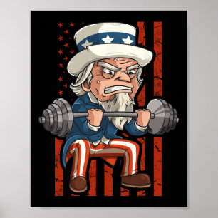 Gewichtheffen Uncle Sam Patriotic 4th of July Gym Poster
