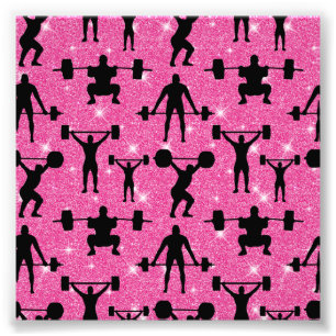 Gewichtstofinfectie Sport Roze Glitter Foto Afdruk