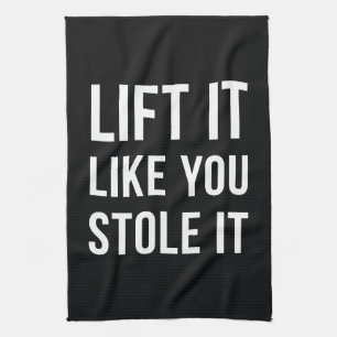 Gewichtsverlies Gym Quote lift Black White Theedoek
