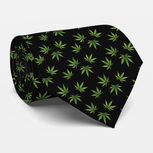 Gewied Leaf Pattern | Zwarte bewerkbare kleur Stropdas (Opgerold)