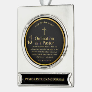Gewijde Bijbeltekst Nieuw Toegewijd Pastor Ontworp Verzilverd Banner Ornament