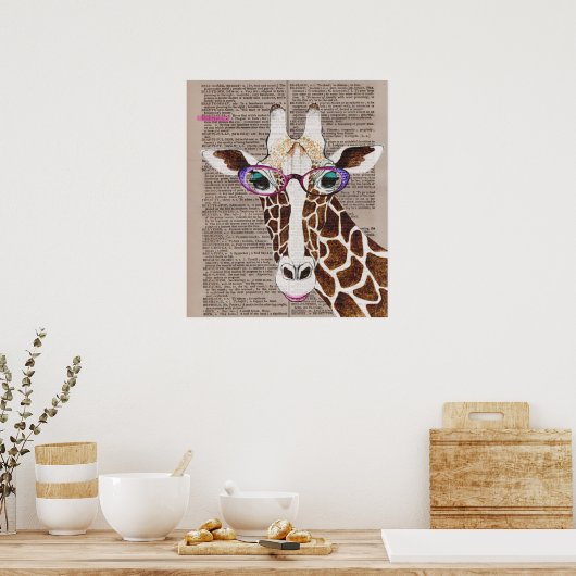 Gewijzigd Art Funky Giraffe Poster (Keuken)