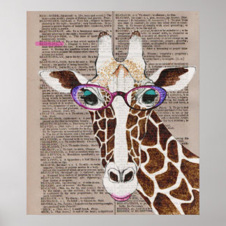 Gewijzigd Art Funky Giraffe Poster