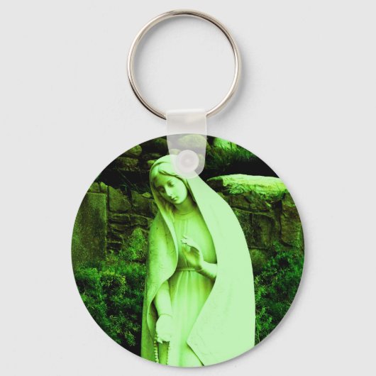 Gewijzigde Groene Maagd Maria Sleutelhanger (Voorkant)