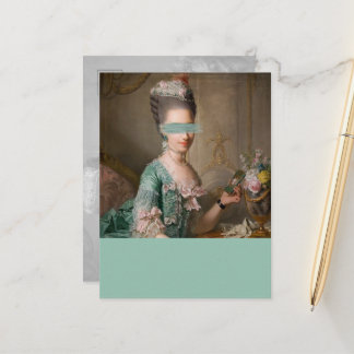 Gewijzigde kunst portret blauwgroen kleurenblok briefkaart