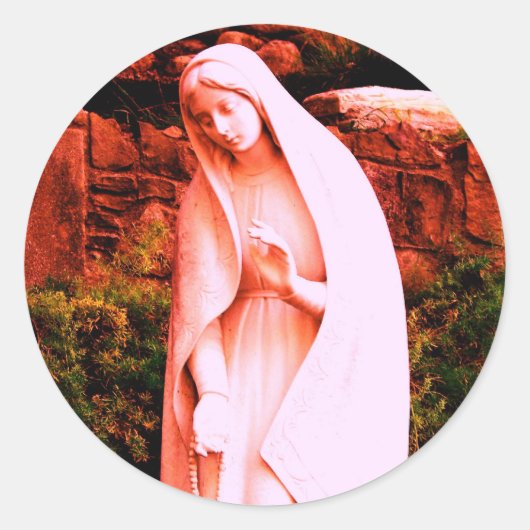 Gewijzigde Rode Maagd Maria Ronde Sticker (Voorkant)