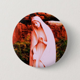 Gewijzigde rode Maagd Mary Pin Ronde Button 5,7 Cm