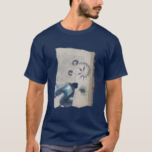 Gewijzigde Voynich Manuscript pagina Blauwe Draak T-shirt