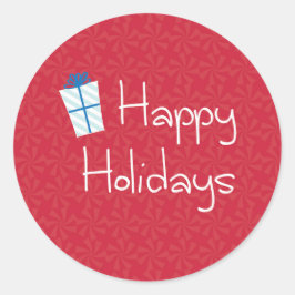 Gewikkelde Gift met Red Peppermint Prettige feestd Ronde Sticker