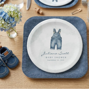 Gewone denim blauwe jeans baby shower papieren bor bordje