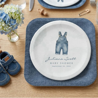 Gewone denim blauwe jeans baby shower papieren bor bordje