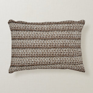 Gewone gebreide stof, bruine textuur. accent kussen