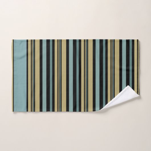 Gewone gestripte olijven, groen, zwart en grijs Th Bad Handdoek (Handdoek)