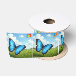 Gewone Morpho Vlinder Laat Vlieger Vliegen Lint