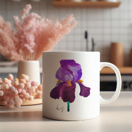 Gewone paarse bloemenmug koffiemok