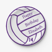 gewone volleybalverjaardagscyparty over aangepaste papieren bordje (Voorkant)