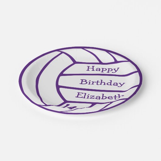 gewone volleybalverjaardagscyparty over aangepaste papieren bordje (Gekanteld)