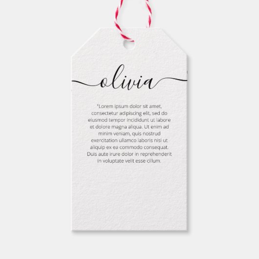 Gewone witte kerstboomlabel met handtekening cadeaulabel (Voorkant)