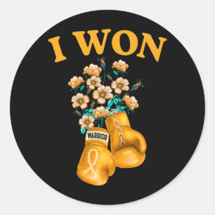 Gewonnen Bokshandschoenen Overlevende Gouden Lint  Ronde Sticker