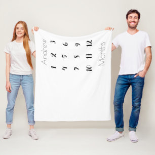 Gewoon 12-maands-milestone-jongen grijs/zwart fleece deken