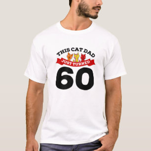 Gewoon 60 kat papa op dag 60th Cat Lover Birthda T-shirt