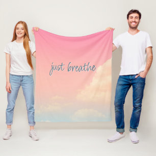 GEWOON ADEMEN Life Quote Pink Sky Clouds Modern Fleece Deken