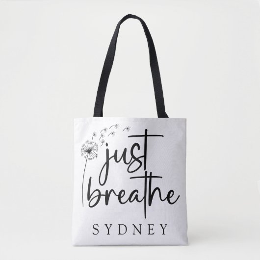 Gewoon ademen paardenbloem aangepaste naam draagtas (Voorkant)