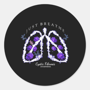 Gewoon ademen Paarse lint CF cystic fibrosis Awar Ronde Sticker