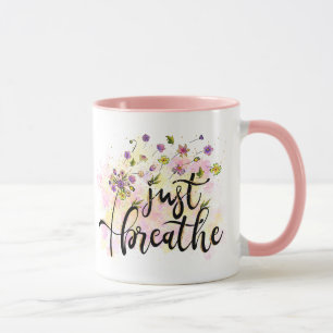 Gewoon Ademhalen Bloemen Zelfzorg Inspiratie Yoga Mok
