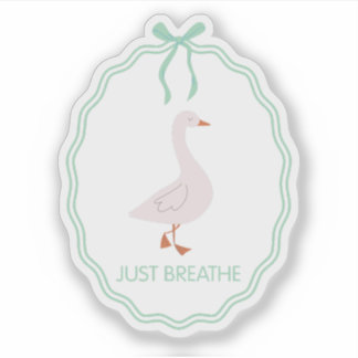 Gewoon Ademhalen Lieve Gans met Groene Lint Kader Sticker