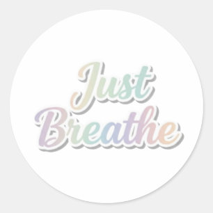 Gewoon Ademhalen Pastel Motiverende Typografie Ont Ronde Sticker