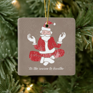 Gewoon Ademhalen Yoga Kerstman Keramisch Ornament