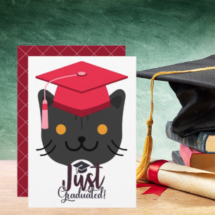 Gewoon afgestudeerde grappige gray Gray Cat Party- Kaart