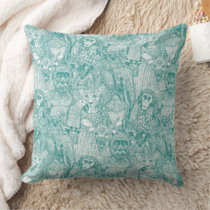 gewoon Afrikaanse jungle dieren teal wit Kussen