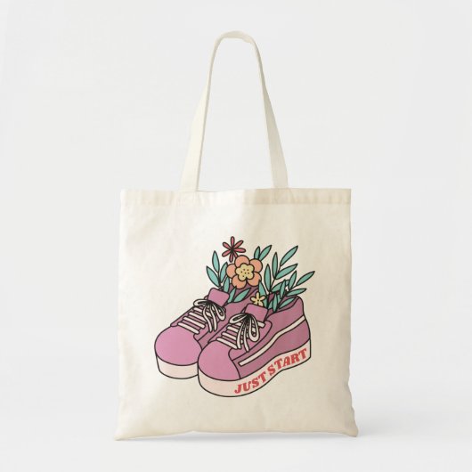 Gewoon beginnen tote bag (Voorkant)