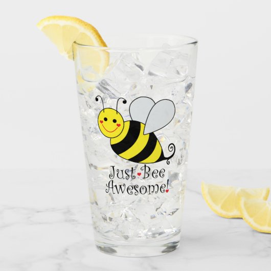 Gewoon bijen Geweldige Cute Yellow Bumble Bee. Glas (Voorkant ijs)