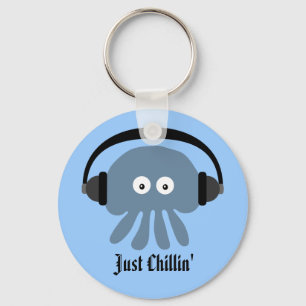 Gewoon blauw kwal met hoofdtelefoon sleutelhanger