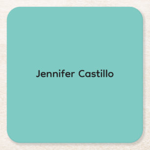 Gewoon blauw Zwart Minimalistisch Modern Vierkante Kartonnen Onderzetter